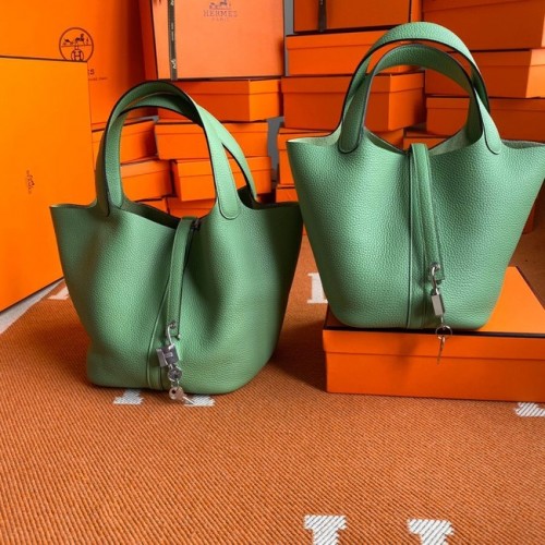 Genți Hermes Picotin Lock Originale din piele Togo PL3388 verde deschis