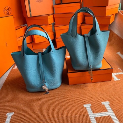 Genți Hermes Picotin Lock Originale din piele Togo PL3388 albastru deschis