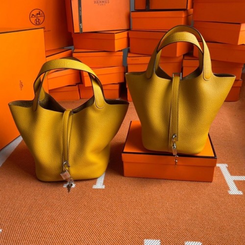 Genți Hermes Picotin Lock Originale din piele Togo PL3388 galbene