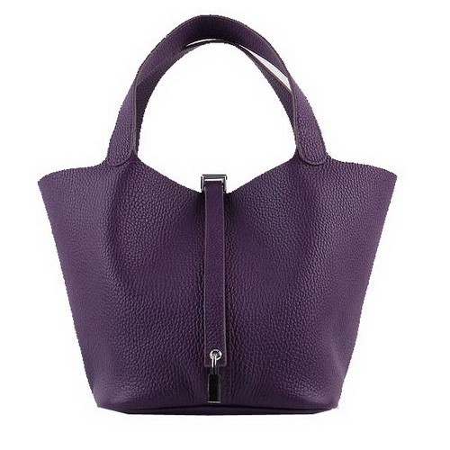 Geantă Hermes Picotin Lock MM Clemence din piele H8616 violet