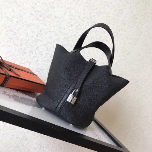 Genți Hermes Picotin Lock PM din piele originală H8688 negru