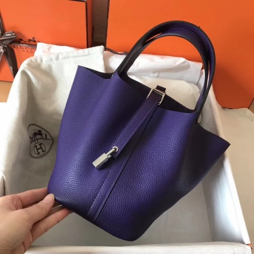 Genți Hermes Picotin Lock PM din piele originală H8688 violet