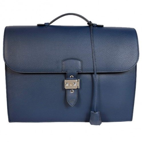 Servietă Hermes Sac Depeche 38cm Clemence Albastru Închis