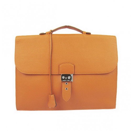 Hermes Sac Depeche 38cm Servietă Clemence Portocalie