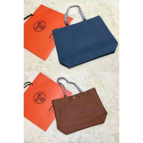 Geantă Hermes Shopper cu două fețe, din piele originală HS1209 Albastră și gri