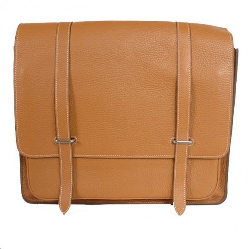 Geantă Hermes Steve 35CM Messenger Clemence din piele Camel