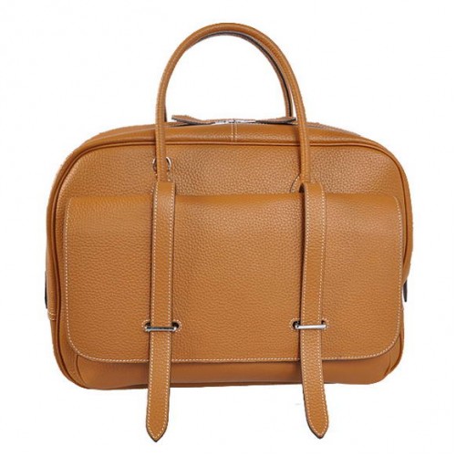 Geantă de voiaj Hermes Steve 38CM Clemence din piele Camel