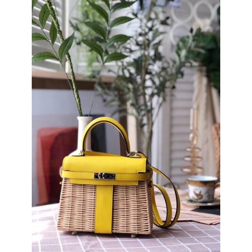 Geantă de picnic Hermes Kelly 9810 galbenă