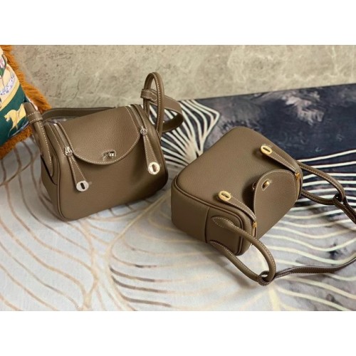 Geantă Hermes mini Lindy Original Togo din piele OLD19 gri