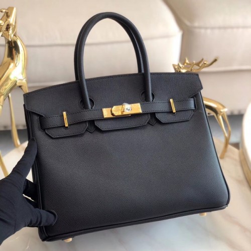 Geantă Hermes Epsom Leather HB35O negru și auriu