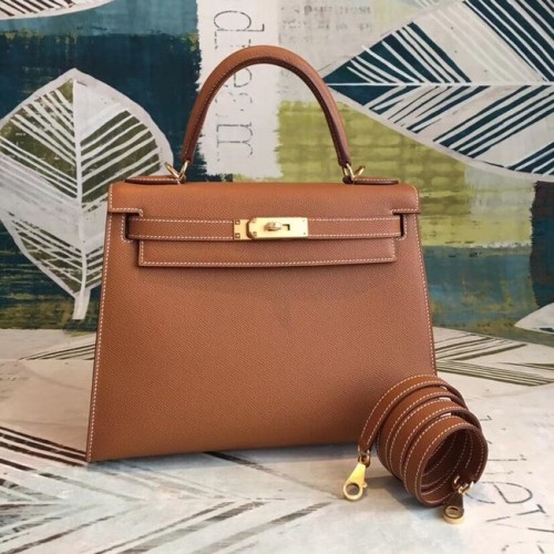 Geantă Hermes originală Kelly Epsom Leather KL32 maro