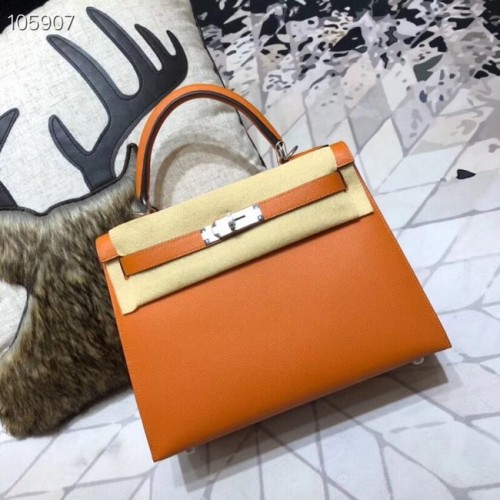Geantă Hermes originală Kelly Epsom Leather KL32 portocalie