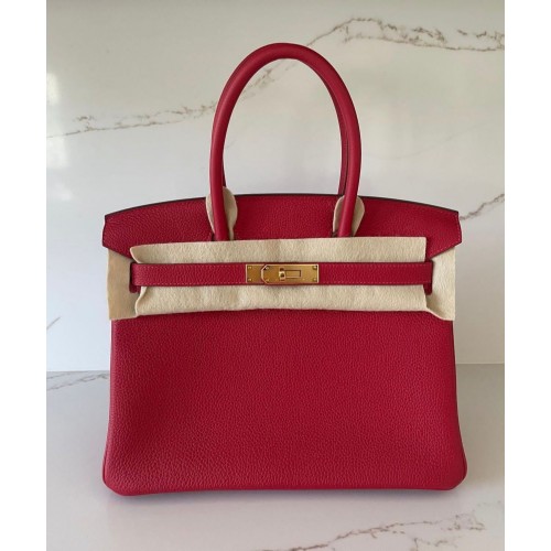 Geantă Hermes originală Togo Leather HB25O Roșie