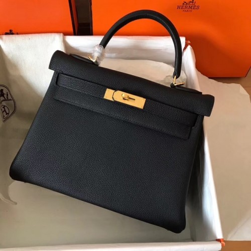 Geantă originală Hermes Togo Kelly din piele KL320 neagră