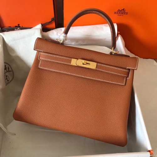 Geantă originală Hermes Togo din piele Kelly KL320 maro
