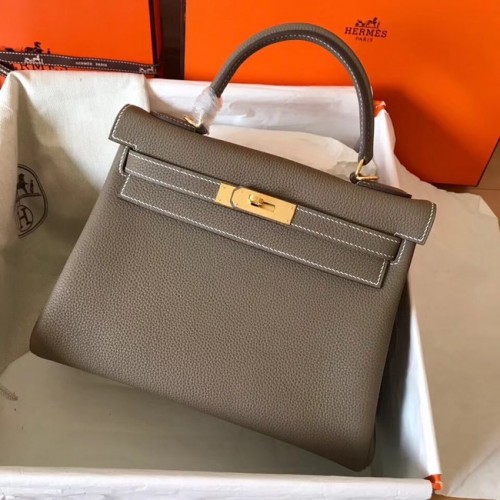 Geantă originală Hermes Togo din piele Kelly KL320 gri închis