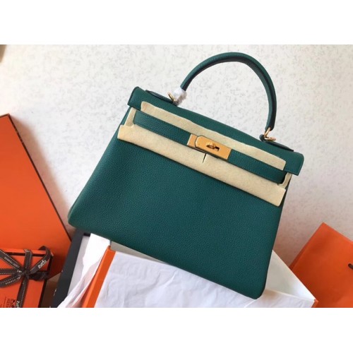 Geantă originală Hermes Togo Kelly din piele KL320 verde