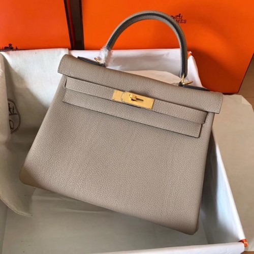 Geantă originală Hermes Togo din piele Kelly KL320 gri