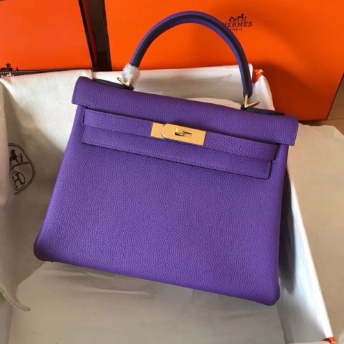 Geantă originală Hermes Togo din piele Kelly KL320 violet