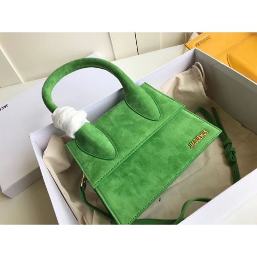 Geantă Jacquemus Original din piele catifea cu mâner superior J76235 verde