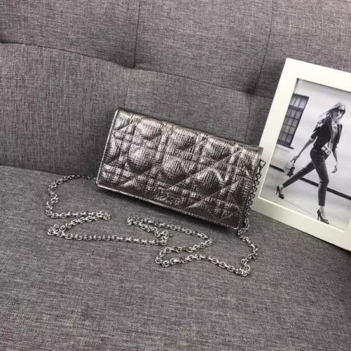 CLUTCH LADY DIOR CANNAGE PIELE DE MIEL S0204 Gri argintiu
