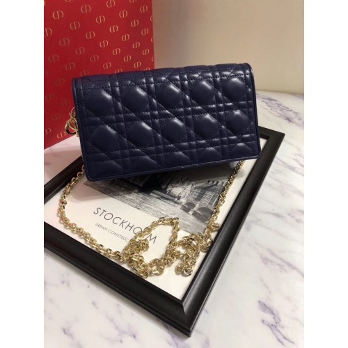 GEANTĂ LADY DIOR DIN PIELE DE MIEL S0204 albastru închis