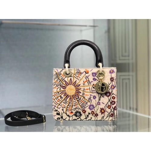 Geantă Lady Dior Dior Tote cu broderie din pânză CA0111-2