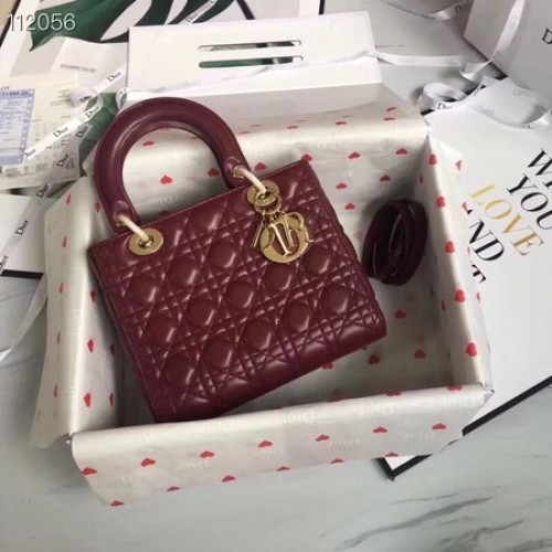 GEANTĂ LADY DIOR DIN PIELE DE MIEL CAL44550 bordo