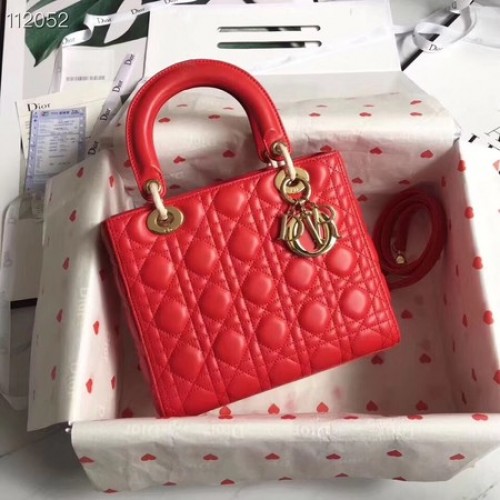 GEANTĂ LADY DIOR DIN PIELE DE MIEL CAL44550 roșie
