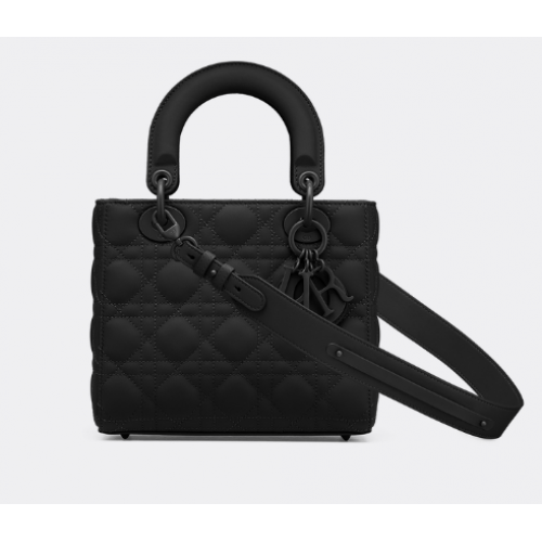 Geantă Lady Dior My ABCDIOR, piele de vițel Cannage ultramat, neagră M0538SLOI