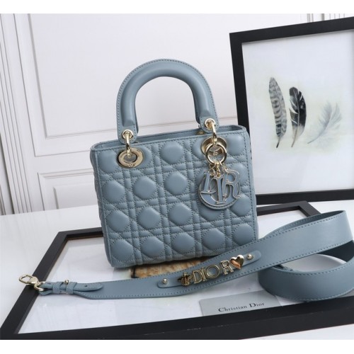 LADY DIOR GEANTĂ MY ABCDIOR Piele de miel Cannage M0538O albastru deschis