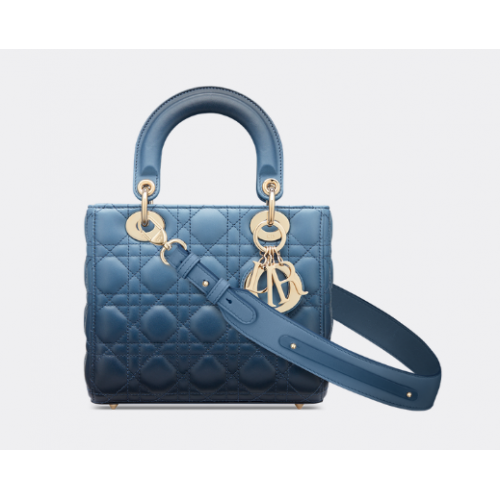 Geanta Lady Dior My ABCDIOR, albastru indigo, cu gradient de piele de miel Cannage M0538OS