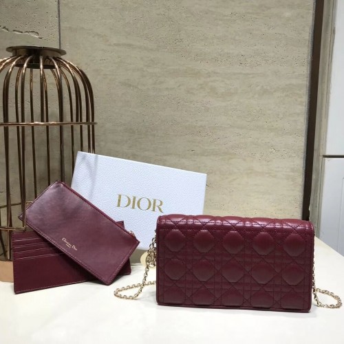 Portofel Lady Dior din piele de oaie C9025A Burgundy