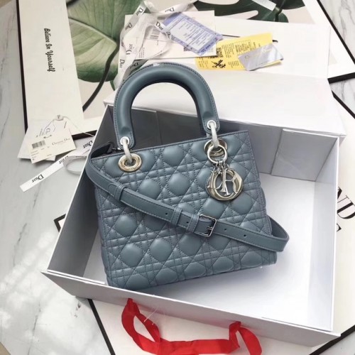 Geantă Lady Dior din piele de miel CAL44550 gri albastru
