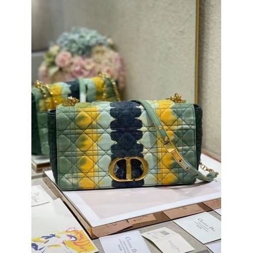 GEANTĂ DIOR CARO MARE Denim brodat M9243U albastru