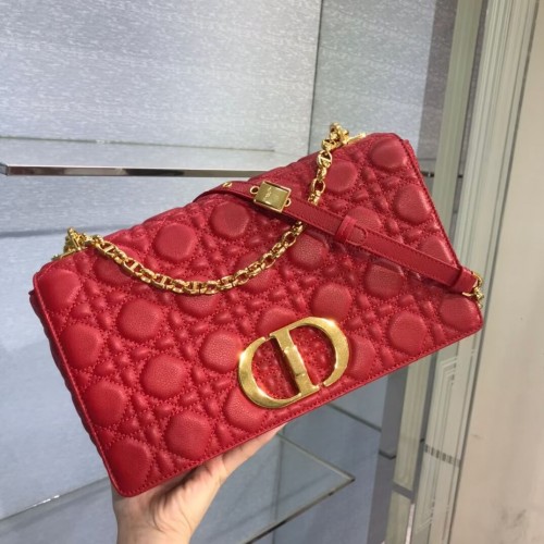 GEANTĂ DIOR CARO MARE Piele de vițel Soft Cannage M9243U Roșie