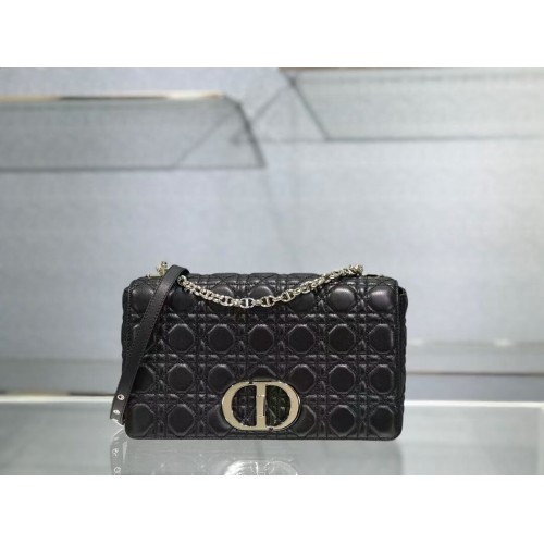 GEANTĂ DIOR CARO MARE Piele de vițel Soft Cannage M9243U neagră