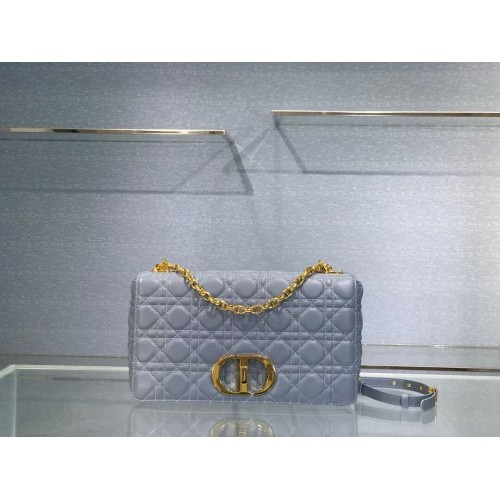 GEANTĂ DIOR CARO MARE Piele de vițel Soft Cannage M9243U albastru deschis