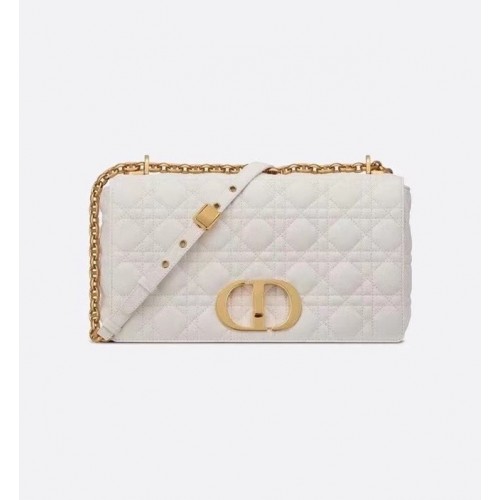 GEANTĂ DIOR CARO MARE Piele de vițel Soft Cannage M9243U albă