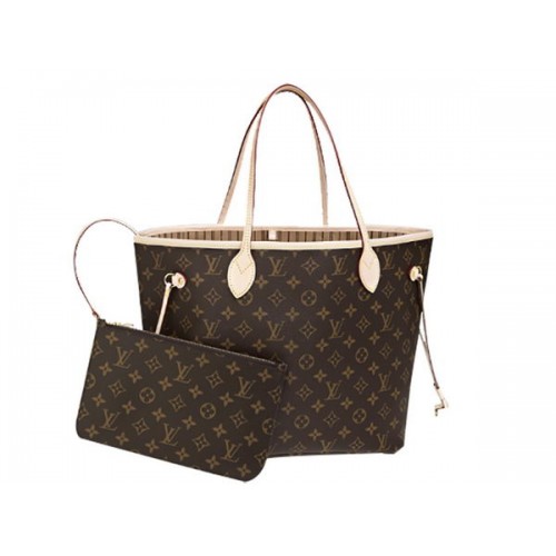 Geantă Louis Vuitton M40995 Monogram Canvas Neverfull MM Bej