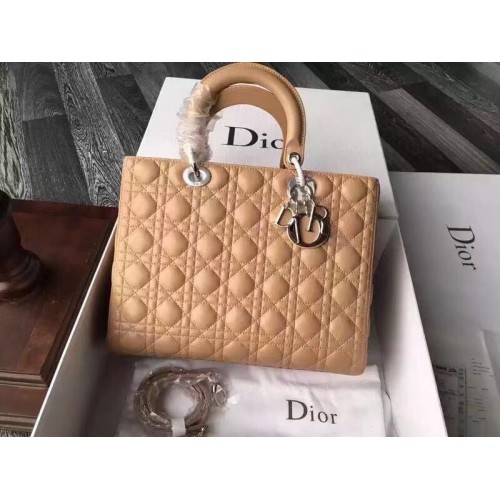 Geantă Lady Dior Original din piele de oaie, geantă de mijloc CD6323 Caisă