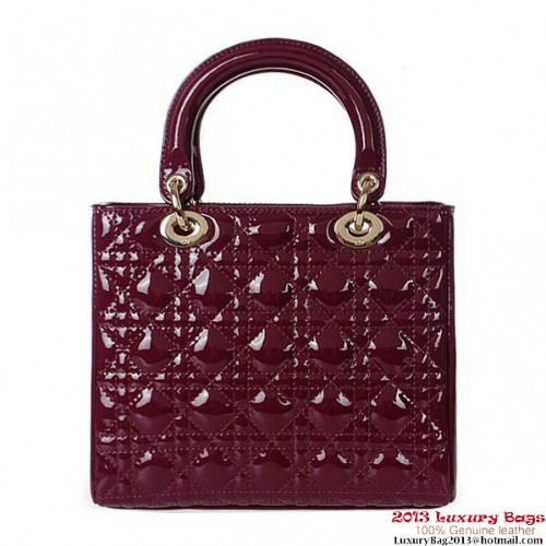 Geantă Lady Dior mini din piele patentată D9601 violet