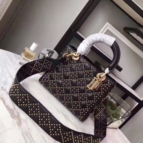 Geantă Lady Dior Original Cannage din piele CD8046 Negru