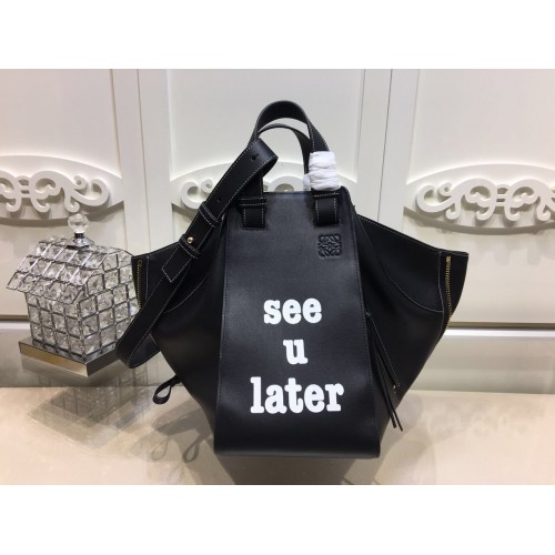 Geantă Loewe Hammock din piele de vițel 1100 neagră