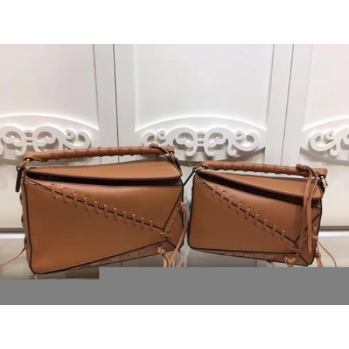 Geantă tote Loewe Puzzle din piele de vițel 9124 maro