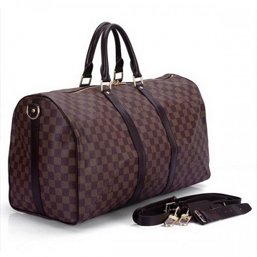 Louis Vuitton Damier Ebene Canvas Keepall 55 cu curea de umar N41414