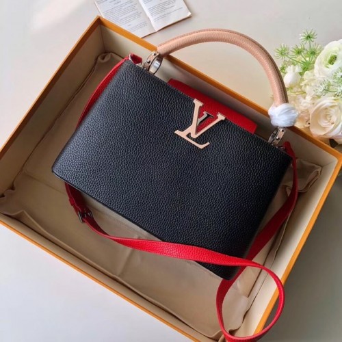 Louis Vuitton CAPUCINES PM M51814 negru, roz și roșu
