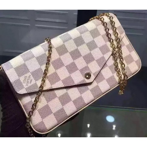 PORTOfel Louis Vuitton Damier Azur Canvas FELICIE CHAIN WALLET N61276