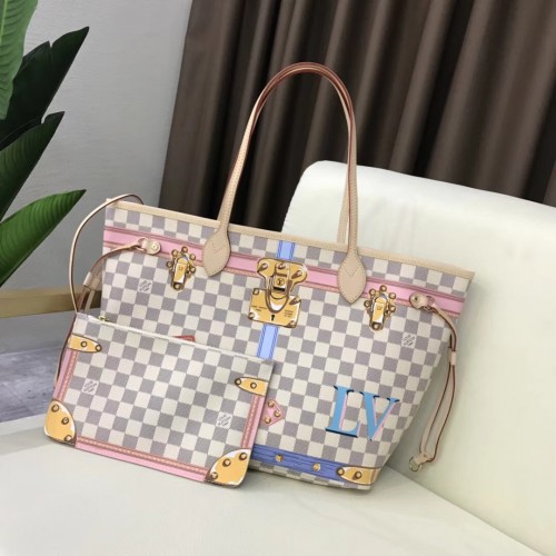 Geantă Louis Vuitton Damier Azur Canvas originală Neverfull mm B40156