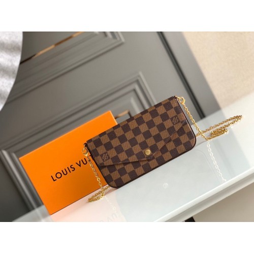 Geanta pochette din piele originala Louis Vuitton Damier Ebene Canvas N63032 Rosie